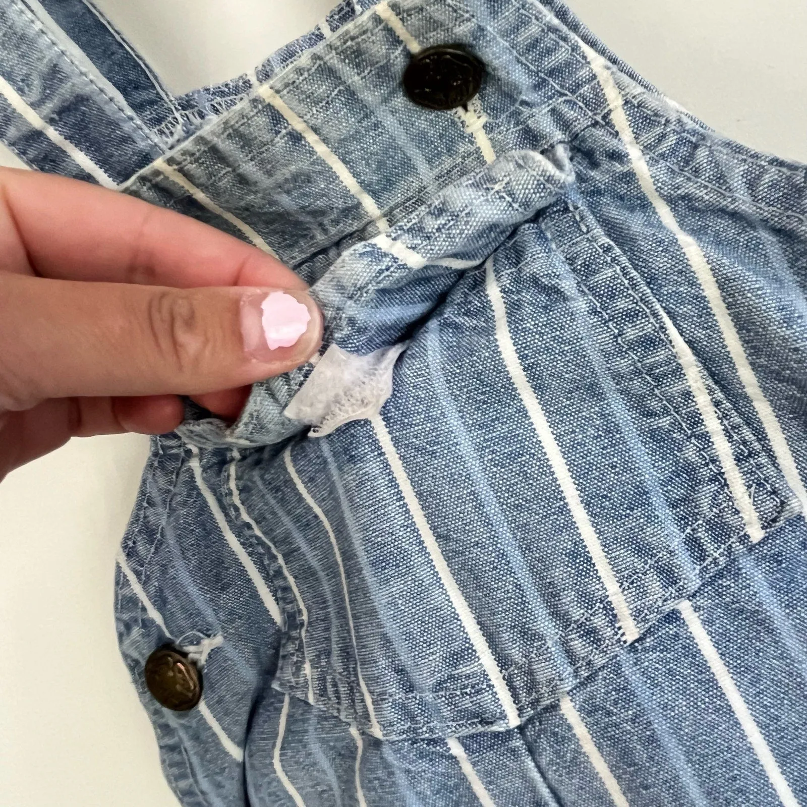 Vintage OshKosh B'gosh Blue Striped Beach Dog Overalls 3-6 Months USA