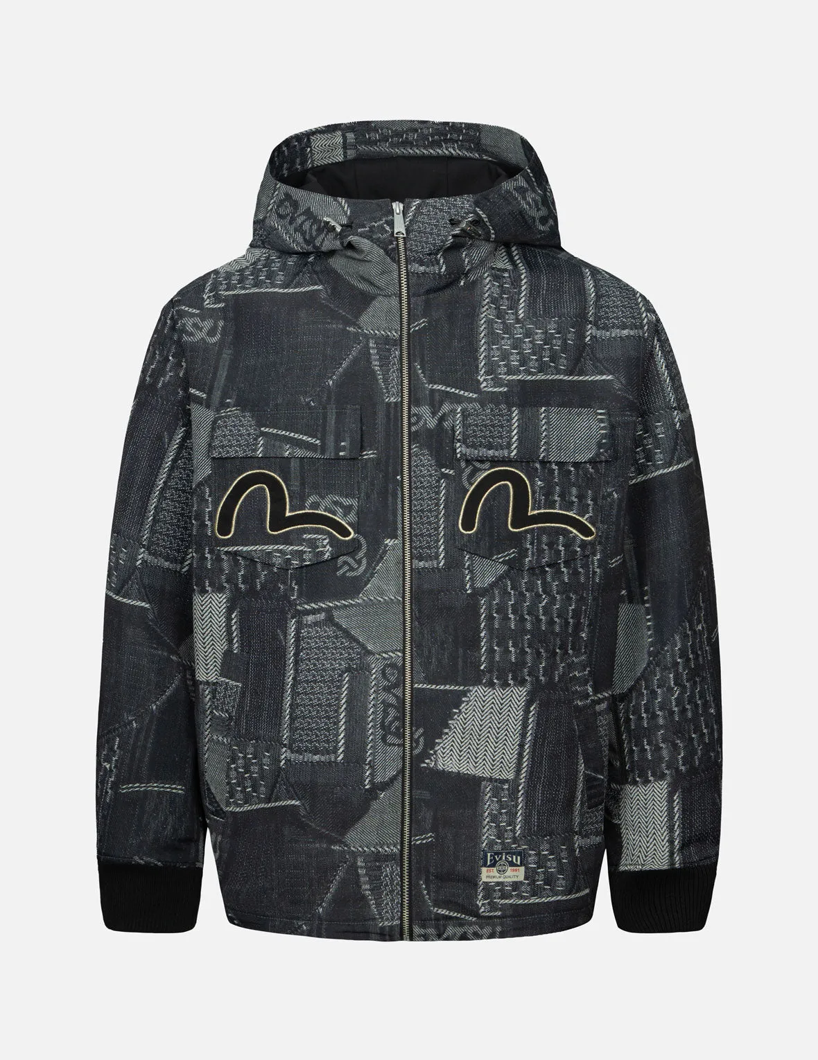 Wheel of Wisdom and Seagull Embroidery Regular Fit Denim Jacket