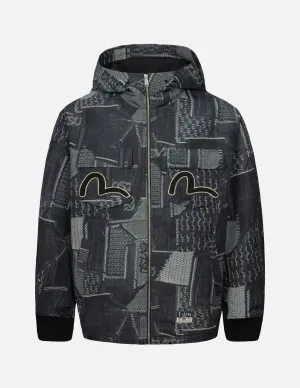 Wheel of Wisdom and Seagull Embroidery Regular Fit Denim Jacket
