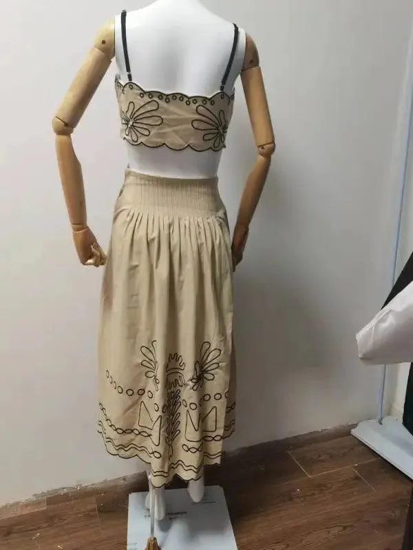 Women's Vintage Embroidered Linen Dress