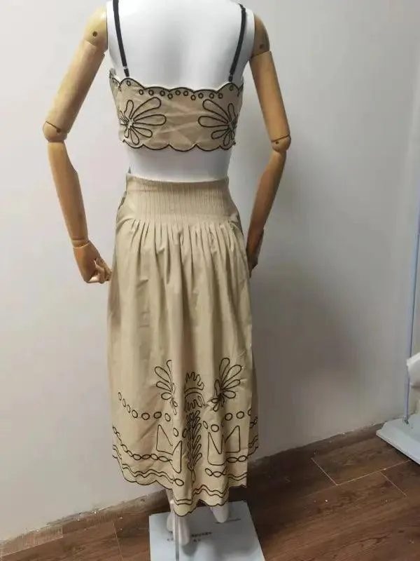 Women's Vintage Embroidered Linen Dress